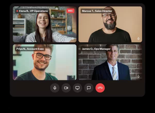 VoxSun video conferencing meeting with four participants